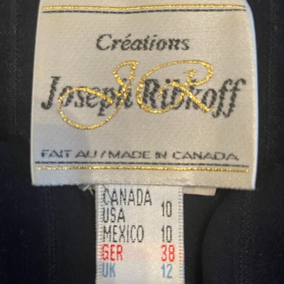 JOSEPH RIBKOFF 2 pieces skirt jacket ribbed  black velvet set SIZE 10 VINTAGE - Picture 4 of 11